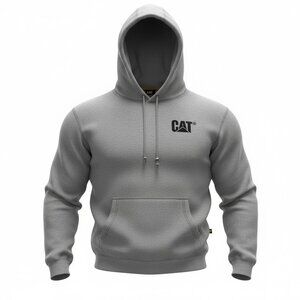 CATERPILLAR Size L Gray Heavyweight Drawstring CAT Logo Hoodie Sweatshirt